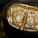 Arabian Hollow Flower Gilt Bridal Jewelry Bracelet Open Cuff