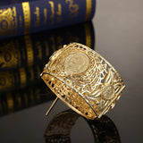 Arabian Hollow Flower Gilt Bride Jewelry Bracelet Double Coin Bracelet