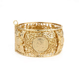 Arabian Hollow Flower Gilt Bride Jewelry Bracelet Double Coin Bracelet