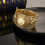 Arabian Hollow Flower Gilt Bride Jewelry Bracelet Double Coin Bracelet
