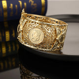 Arabian Hollow Flower Gilt Bride Jewelry Bracelet Double Coin Bracelet