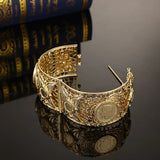 Arabian Hollow Flower Gilt Bride Jewelry Bracelet Double Coin Bracelet