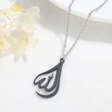 Arabic Allah Calligraphy Necklace Stainless Steel Islamic Jewelry Pendant