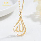 Arabic Allah Calligraphy Necklace Stainless Steel Islamic Jewelry Pendant