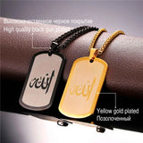 Arabic Allah Necklace Stainless Steel Gold/Black Gun Plated Dog Tag Pendant