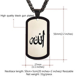 Arabic Allah Necklace Stainless Steel Gold/Black Gun Plated Dog Tag Pendant