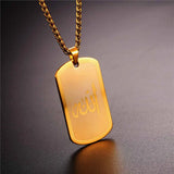 Arabic Allah Necklace Stainless Steel Gold/Black Gun Plated Dog Tag Pendant