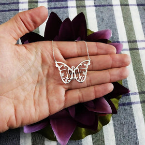 Arabic Calligraphy Necklace Butterfly Shape Islamic Name Pendant