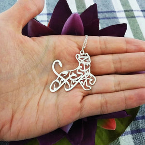 Arabic Calligraphy Necklace Lioness Shape Name Pendant