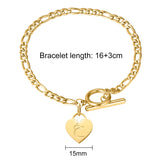 Arabic Initial Letter Bracelet Heart Shape Personalized with OT Clasp