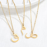 Arabic Initial Letter Necklace Stainless Steel Pendant Alphabet Jewelry