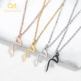 Arabic Initial Letter Necklace Stainless Steel Pendant Alphabet Jewelry
