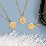 Arabic Initial Letter Necklace Choker Chain Personalized Coin Pendant