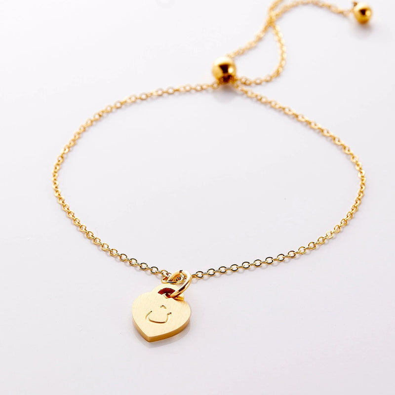 Arabic Letter Bracelet Heart Pendant Stainless Steel Women Bracelet