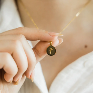 Arabic Letter Necklaces For Women Choker Chain Personalized Coin Pendant