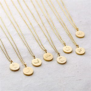 Arabic Letter Necklaces For Women Choker Chain Personalized Coin Pendant