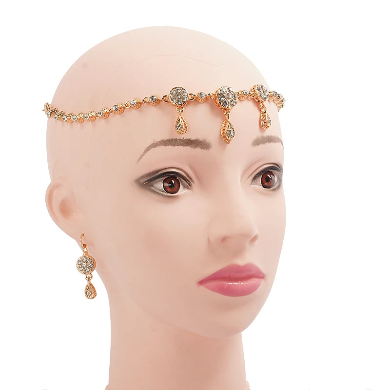 Arabic Hair Chain Plated Head Piece for Bridal Wedding Hair Accessories