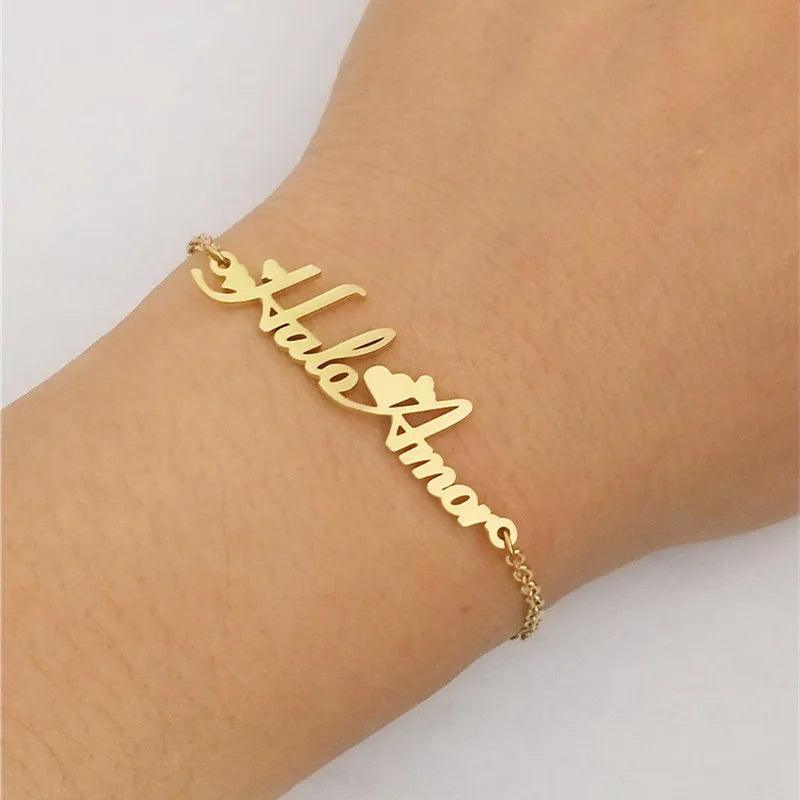 Arabic Name Bracelet Stainless Steel Personalized Name Charms Jewelry