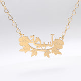 Arabic Necklace With Flower Name Pendant For Women Stainless Steel Namplate