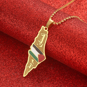 Arabic & Hebrew Map Pendant Necklaces Israeli Jewelry