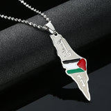 Arabic and Hebrew Map Pendant Necklaces Women Israeli Jewelry
