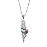 Arabic and Hebrew Map Pendant Necklaces Women Israeli Jewelry