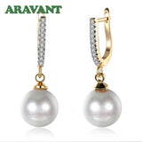 925 Silver 18K Pearls Drop Earrings Wedding Jewelry