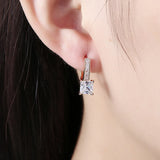 925 Silver 18K Square CZ Drop Earrings Women