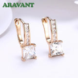 925 Silver 18K Square CZ Drop Earrings Women