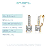925 Silver 18K Square CZ Drop Earrings Women