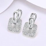 925 Silver Square Hoop Earrings 18K Women Wedding Party Jewelry