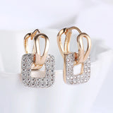 925 Silver Square Hoop Earrings 18K Women Wedding Party Jewelry