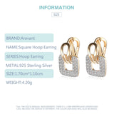 925 Silver Square Hoop Earrings 18K Women Wedding Party Jewelry