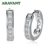 925 Silver Zircon Hoop Earrings For Women Girls