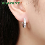 925 Silver Zircon Hoop Earrings For Women Girls