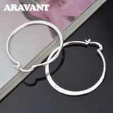 925 Silver Flat Hoop Earrings For Women Jewelry Gift