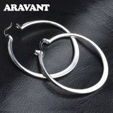 925 Silver Flat Hoop Earrings For Women Jewelry Gift