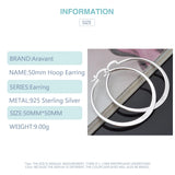 925 Silver Flat Hoop Earrings For Women Jewelry Gift