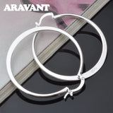 925 Silver Flat Hoop Earrings For Women Jewelry Gift