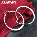 925 Silver Flat Hoop Earrings For Women Jewelry Gift