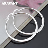 925 Silver Flat Hoop Earrings For Women Jewelry Gift