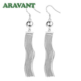 925 Silver Bead Long Drop Earring For Women Wedding Jewelry