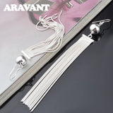 925 Silver Bead Long Drop Earring For Women Wedding Jewelry