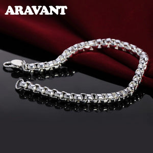 925 Silver Box Chain Bracelet for Ladies