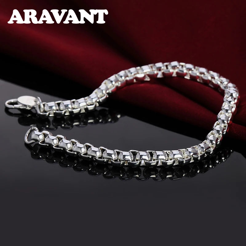 925 Silver Box Chain Bracelet for Ladies