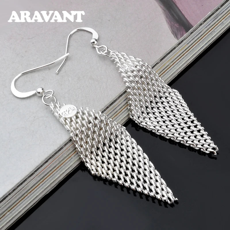 925 Silver Geometric Drop Earring Women Christmas Gift