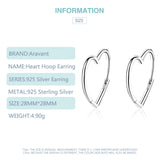 925 Silver Heart Hoop Earring For Women Jewelry Gift