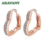 925 Silver Heart Zircon Hoop Earrings For Women Wedding Jewelry