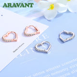 925 Silver Heart Zircon Hoop Earrings For Women Wedding Jewelry