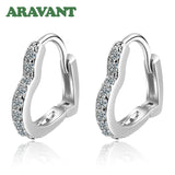 925 Silver Heart Zircon Hoop Earrings For Women Wedding Jewelry